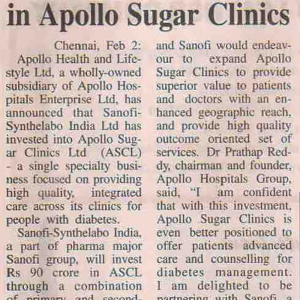 Sanofi’s investment in Apollo Sugar Clinics Coverage Report-4