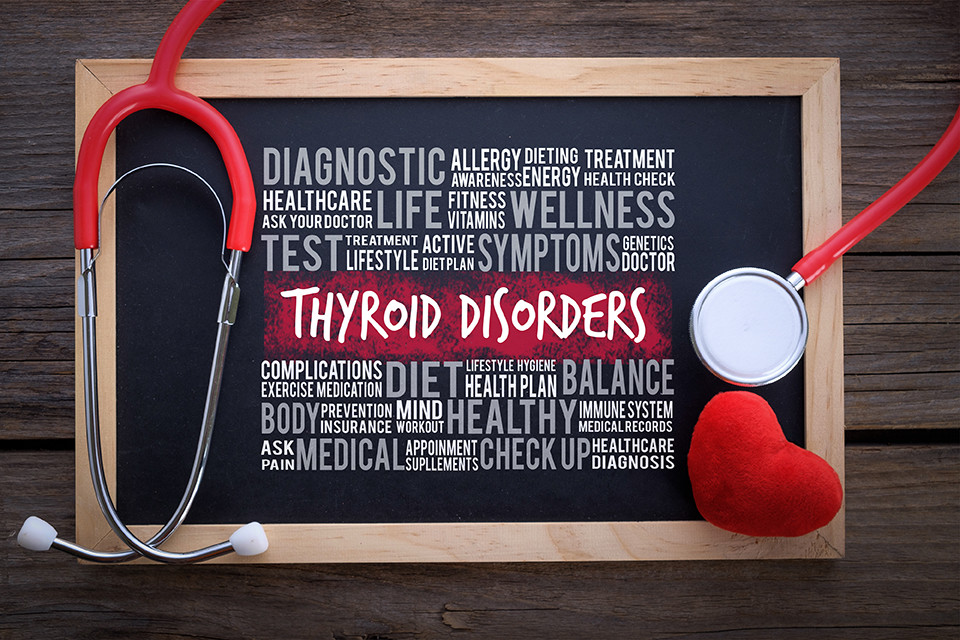Thyroid disorders written on slate